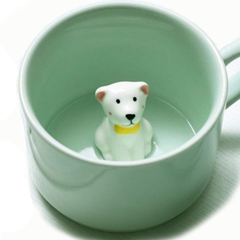 luckyse Surprise Dog Coffee Mug with Small Puppy Inside - 8 Oz,Best Funny Gift Ceramic Cups - Image 1